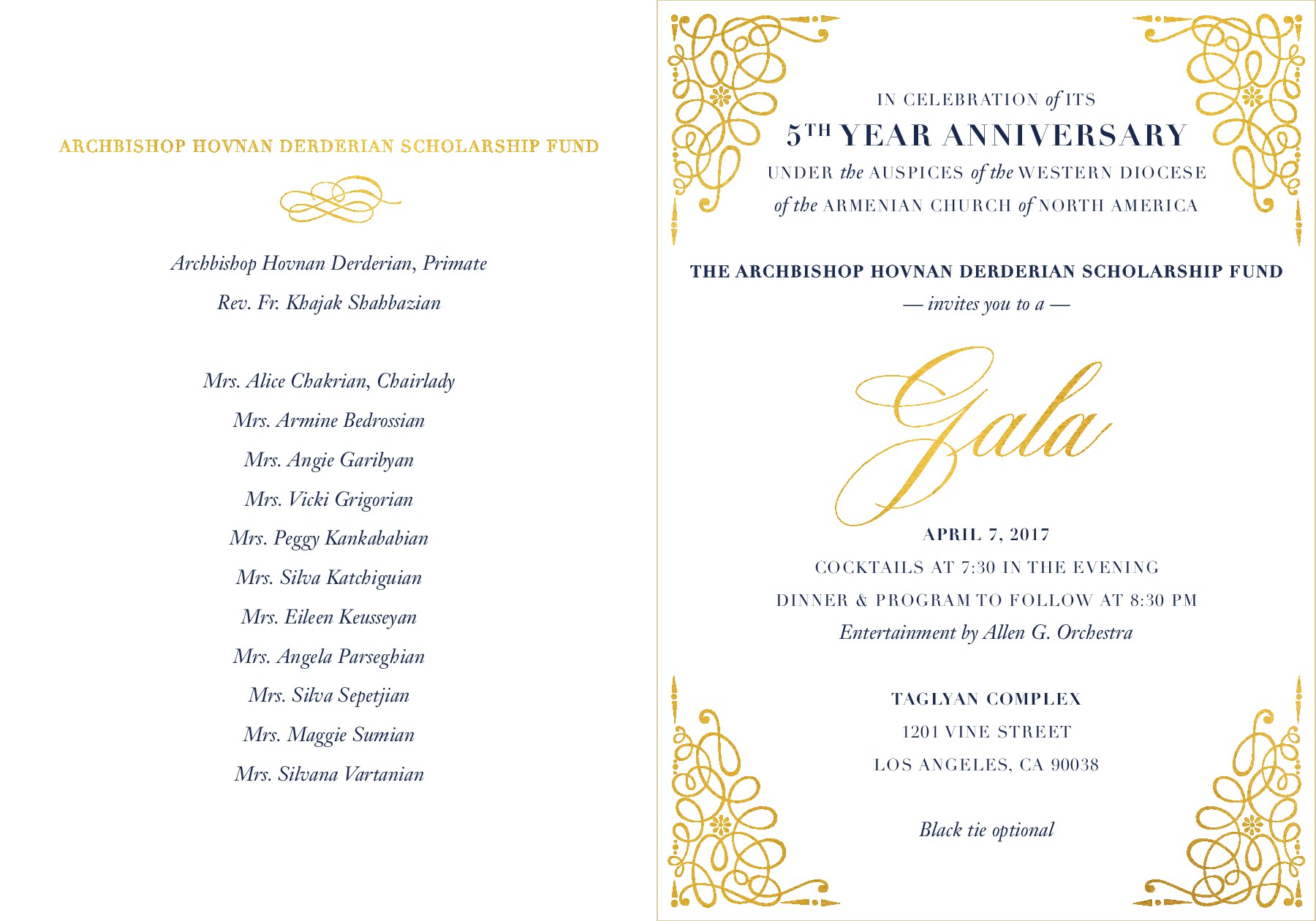 Abp. Hovnan Derderian Scholarship Fund's 5th Anniversary Gala
