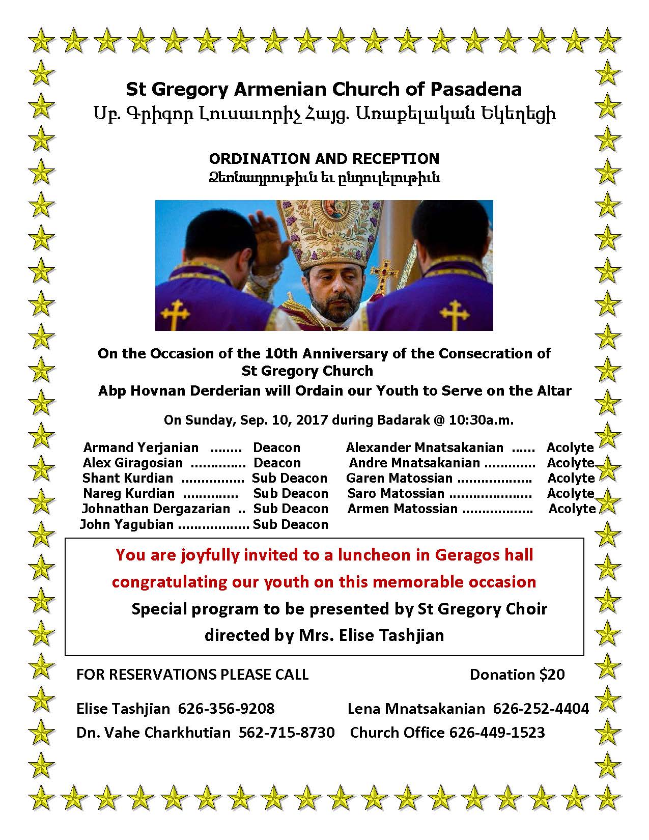 St. Gregory the Illuminator Armenian Church - Episcopal Celebration of the Divine Liturgy and Ordinations 