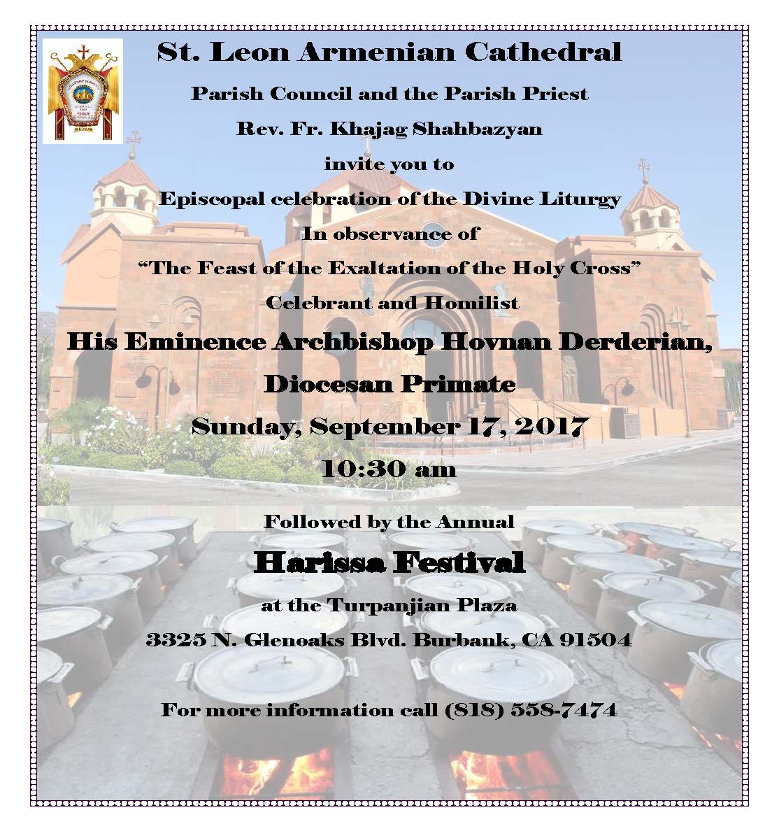 The Feast of the Exaltation of the Holy Cross at St. Leon Armenian Cathedral - 3rd Annual Harissa Festival