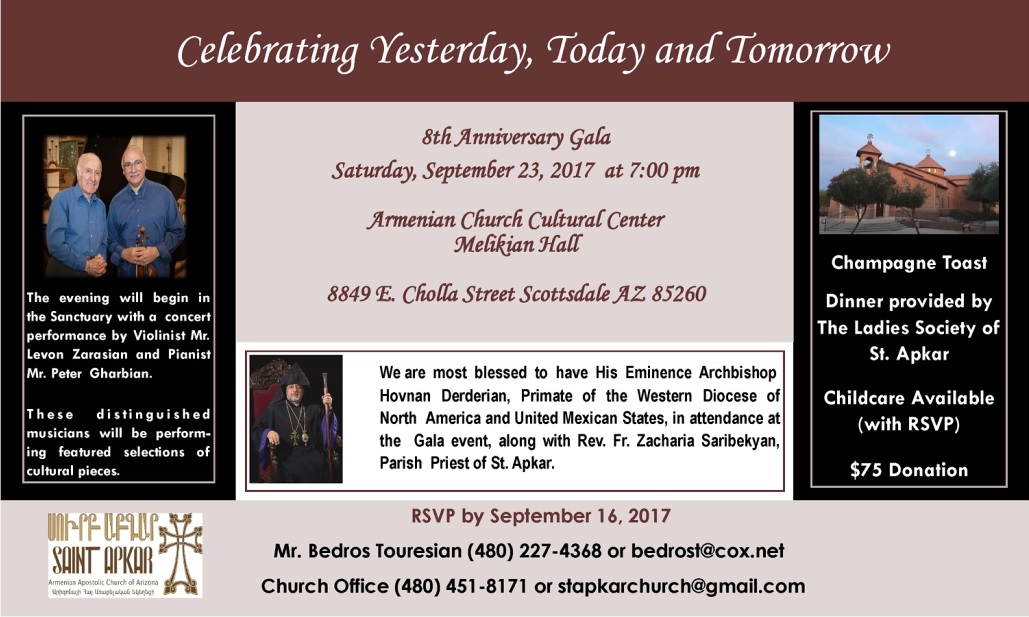 St. Apkar Armenian Church of Arizona to Mark 8th Anniversary of Consecration 