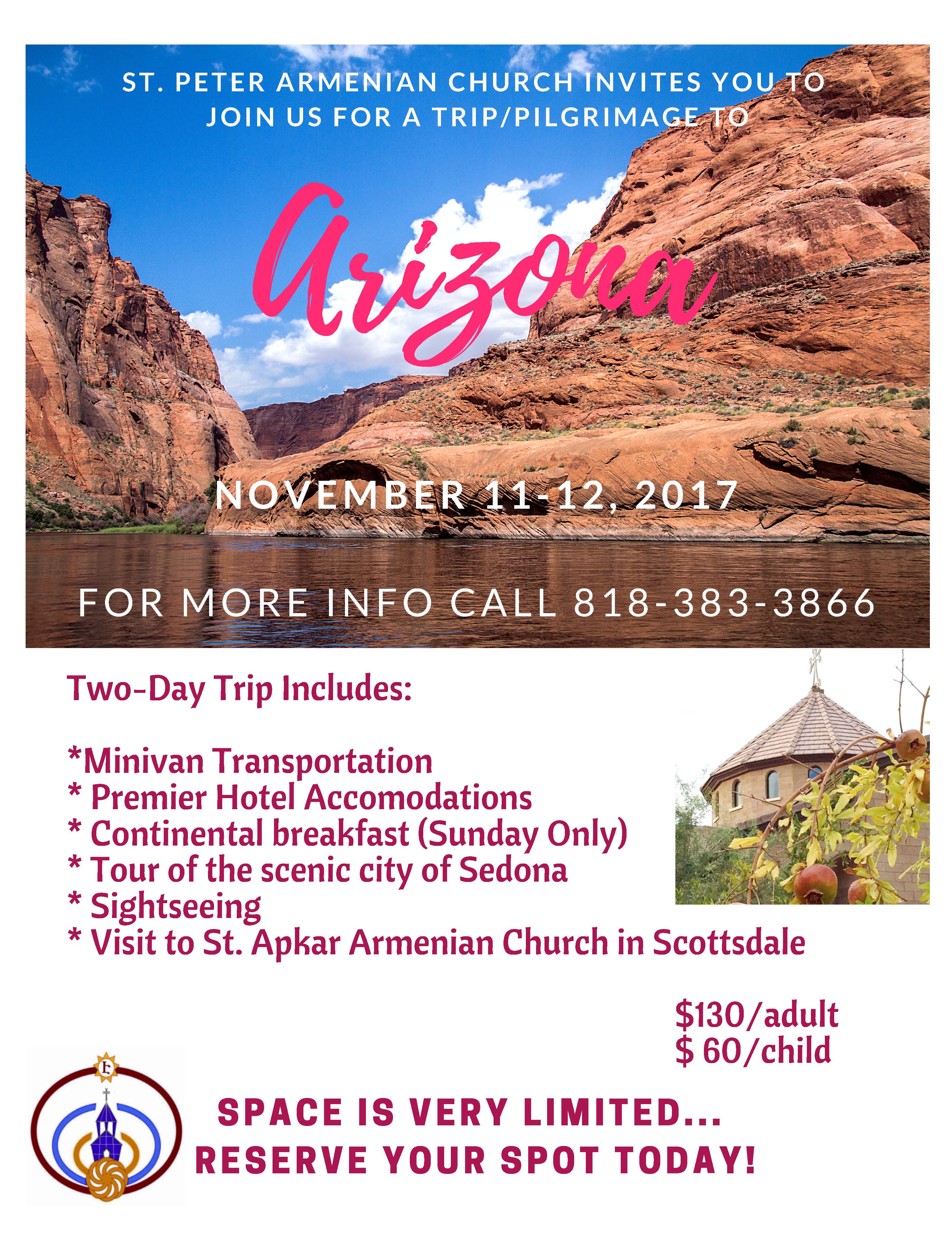 St. Peter Armenian Church of Glendale Invites You to a Pilgrimage to Arizona