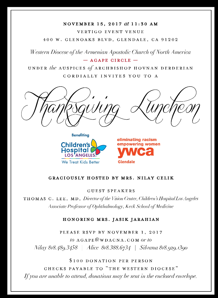 Agape Circle's Thanksgiving Luncheon 2017