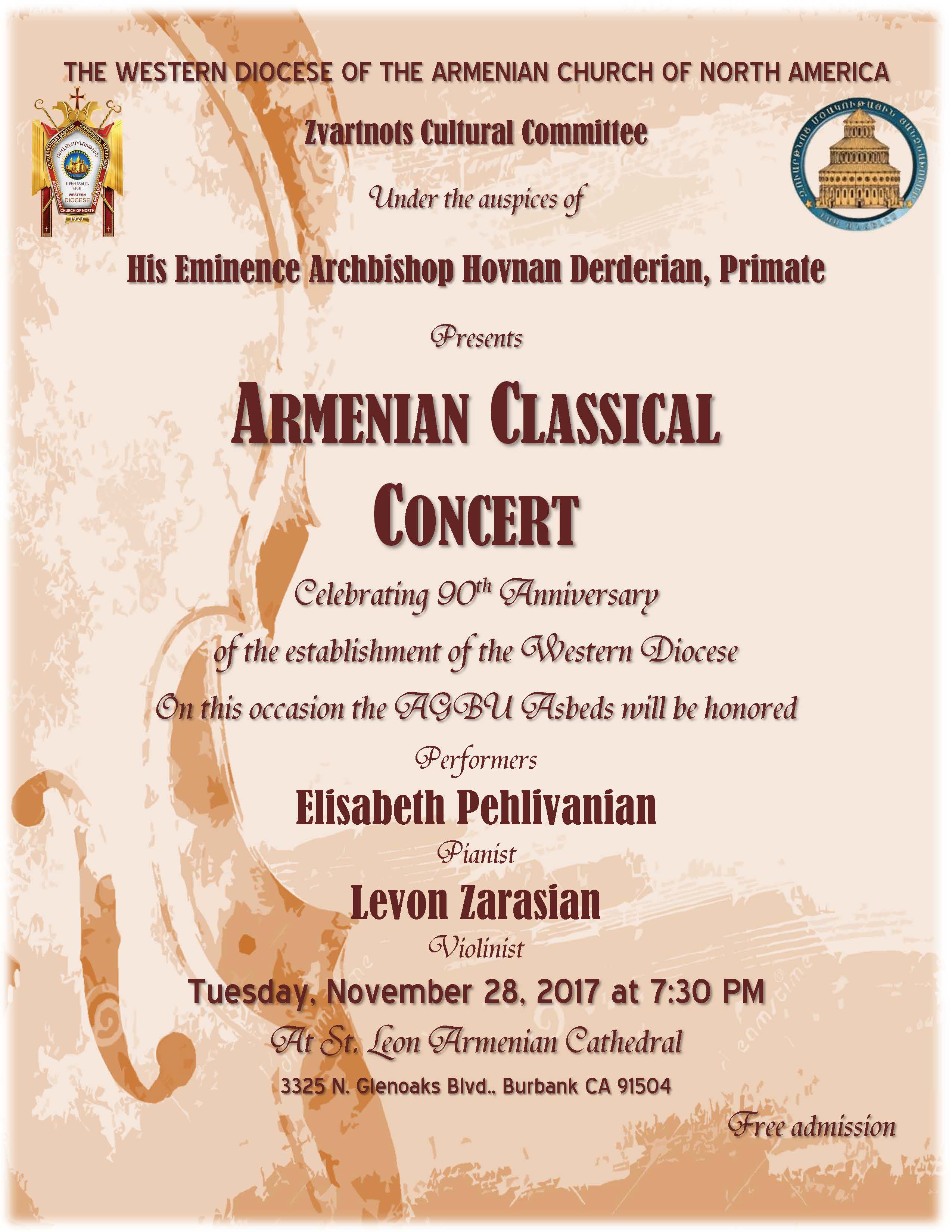 A Classical Armenian Concert - Organized by the Zvartnots Cultural Committee 