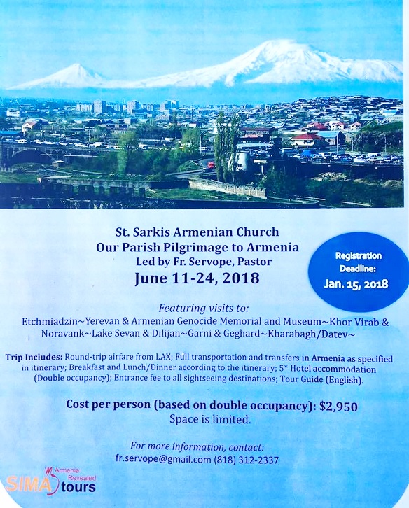 St. Sarkis Armenian Church of Santa Clarita Presents Pilgrimage to Armenia