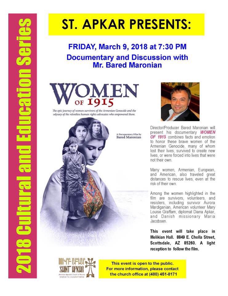 Women of 1915: Documentary and Discussion with Bared Maronian - St. Apkar Armenian Church