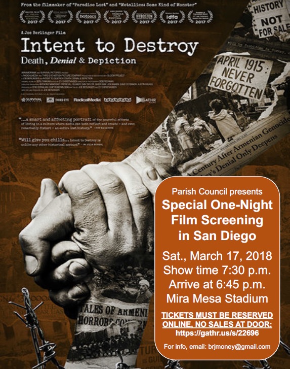 Intent to Destroy: Death, Denial and Depiction - Special One Night Film Screening in San Diego