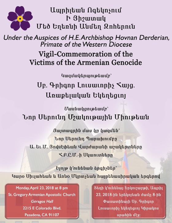 Vigil Commemoration of the Victims of the Armenian Genocide