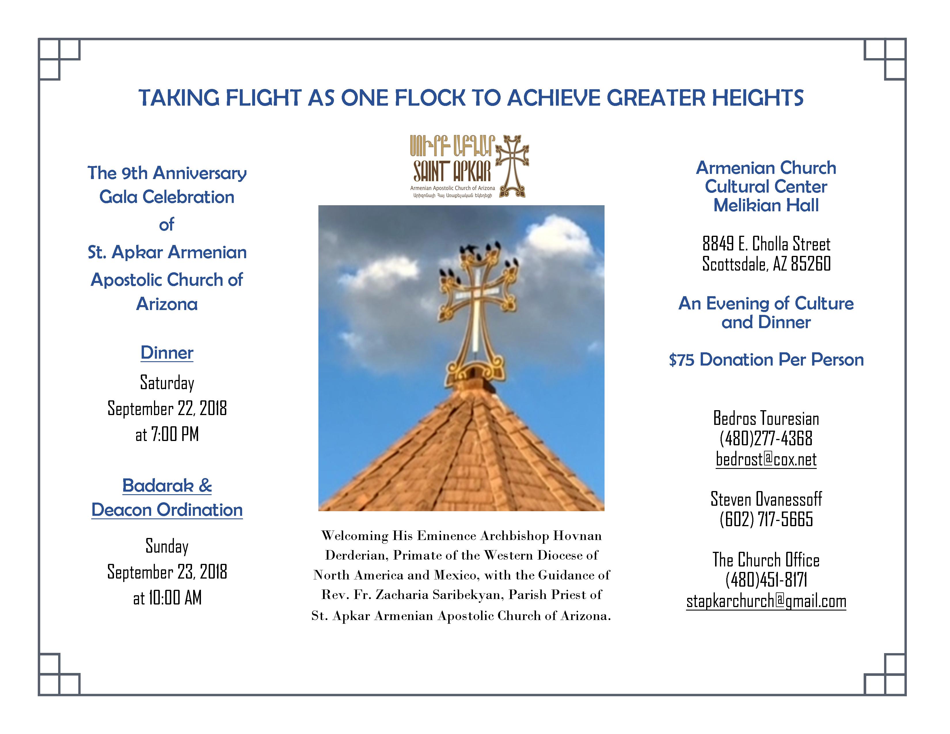 St. Apkar Armenian Church of Scottsdale Presents: 9th Anniversary Gala Celebration