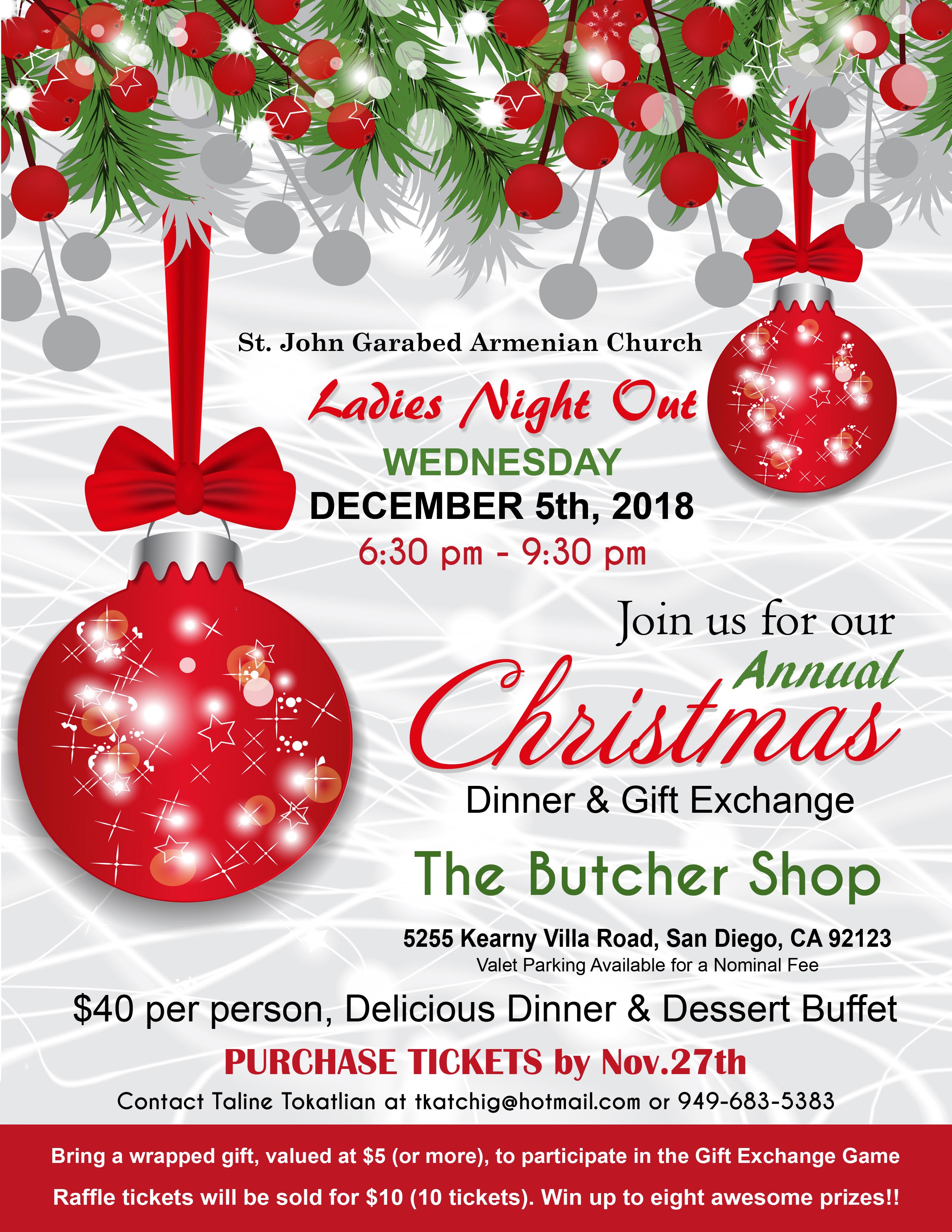 St. John Garabed Armenian Church of San Diego's Christmas Dinner and Gift Exchange 2018