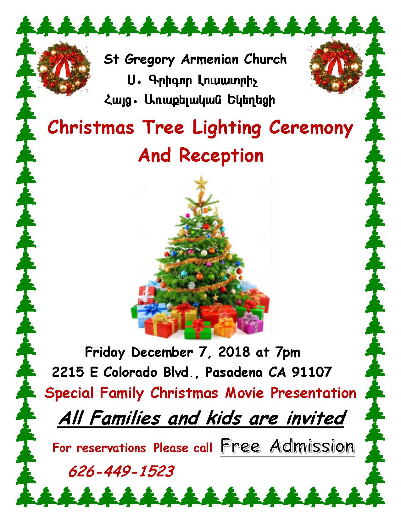 Christmas Tree Lighting Ceremony and Reception - St. Gregory the Illuminator Armenian Church of Pasadena