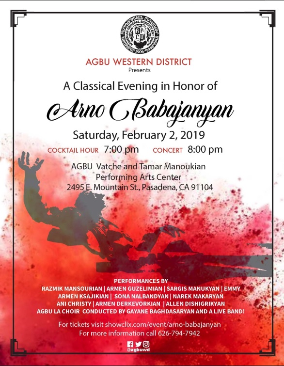 AGBU Western District Presents A Classical Evening in Honor of Arno Babajanyan