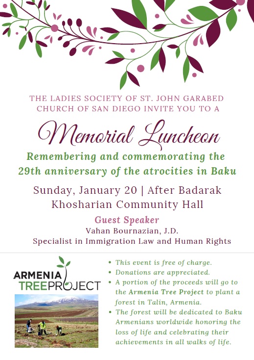 Memorial Luncheon: Remembering and Commemorating the 29th Anniversary of the Atrocities in Baku