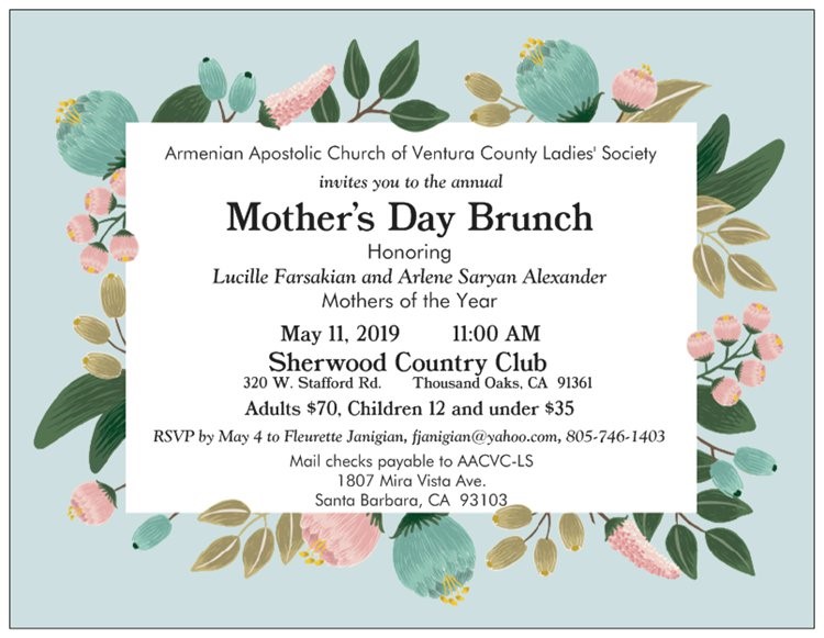 Armenian Apostolic Church of Ventura County Presents Mothers' Day Brunch