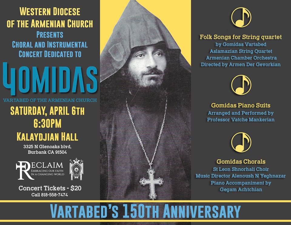 Choral and Instrumental Concert Dedicated to Gomidas Vartabed's 150th Birthday