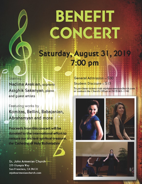 Benefit Concert - St. John Armenian Church of San Francisco - Starring Nadima Avakian (Soprano) and Astghik Sakanyan (Pianist) and Guest Artists