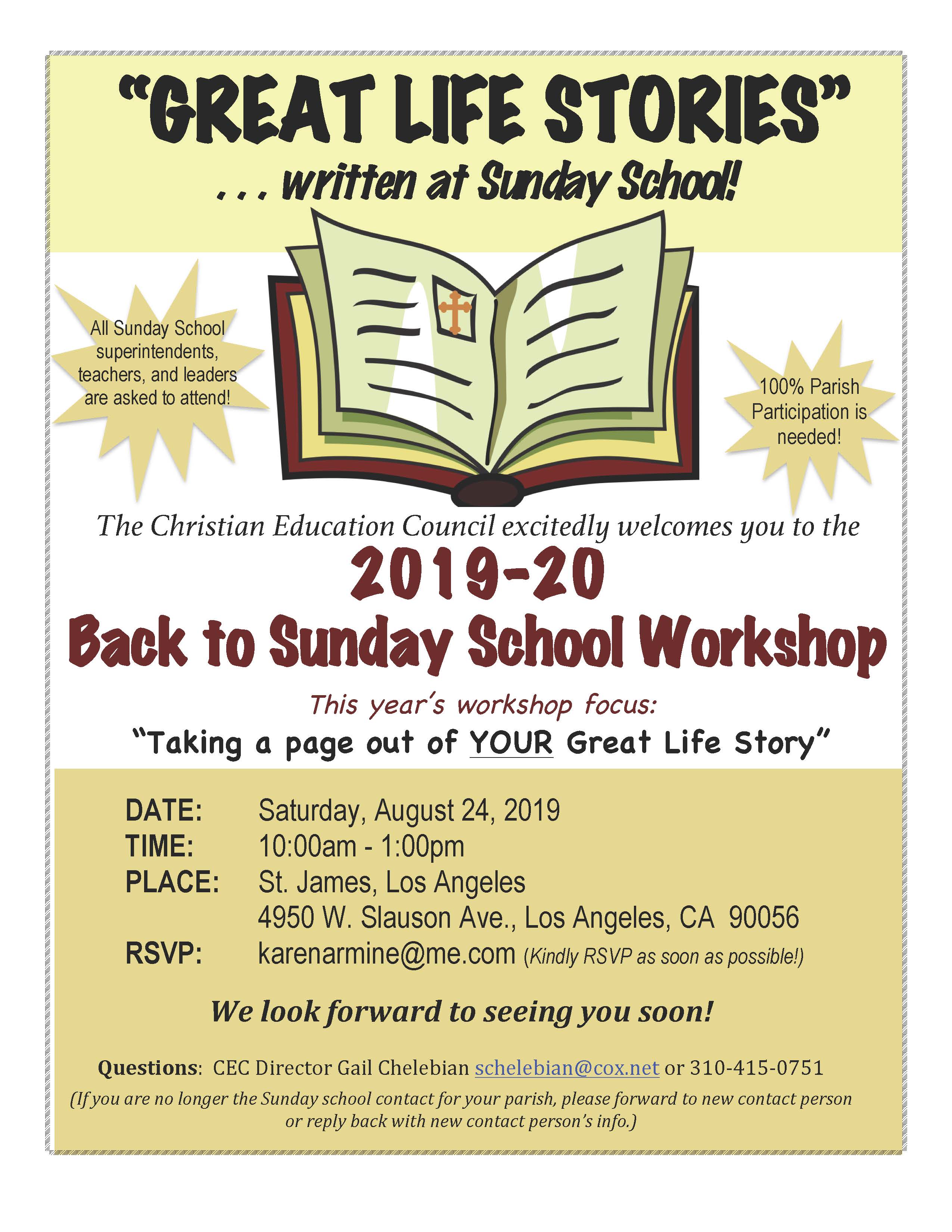 Back to Sunday School Workshop