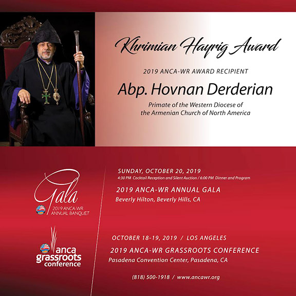 Diocesan Primate H.E. Archbishop Hovnan Derderian: 2019 ANCA-WR Khrimian Hayrig Award Recipient