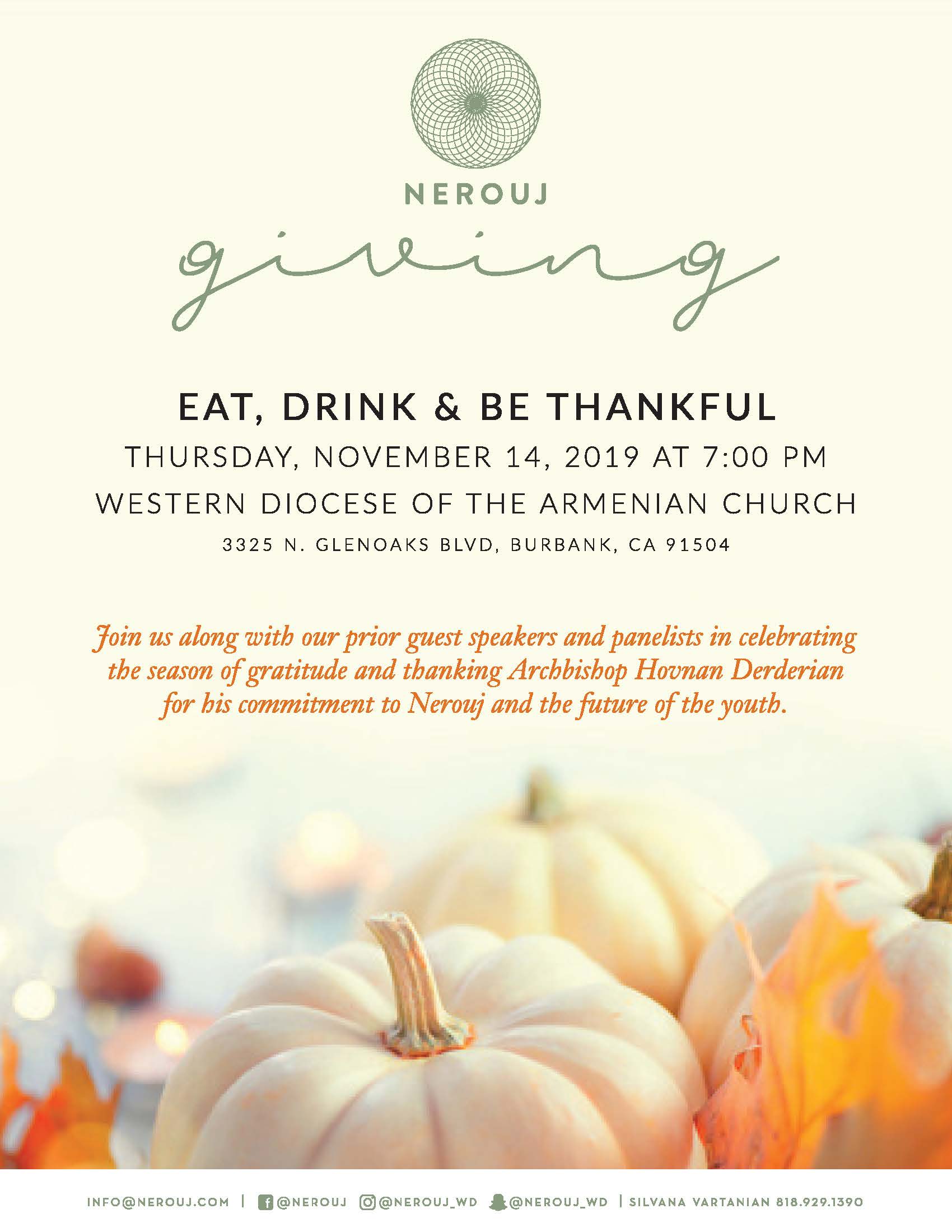 Nerouj Giving - Eat, Drink and Be Thankful 