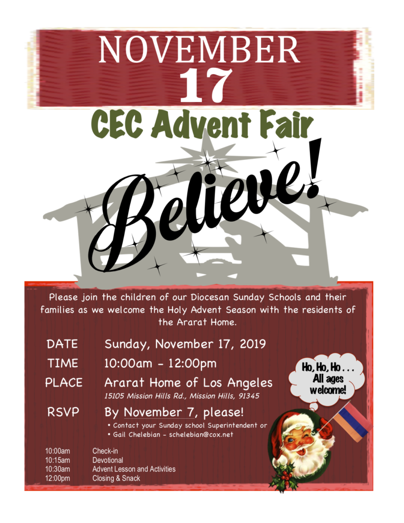 CEC Advent Fair at Ararat Home