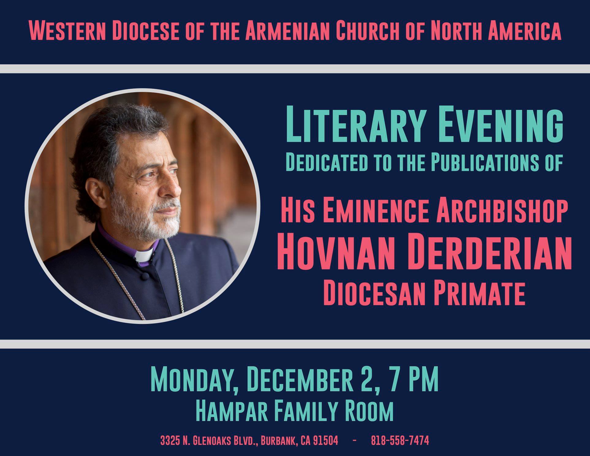 Literary Evening dedicated to the publications of Diocesan Primate H.E. Archbishop Hovnan Derderian