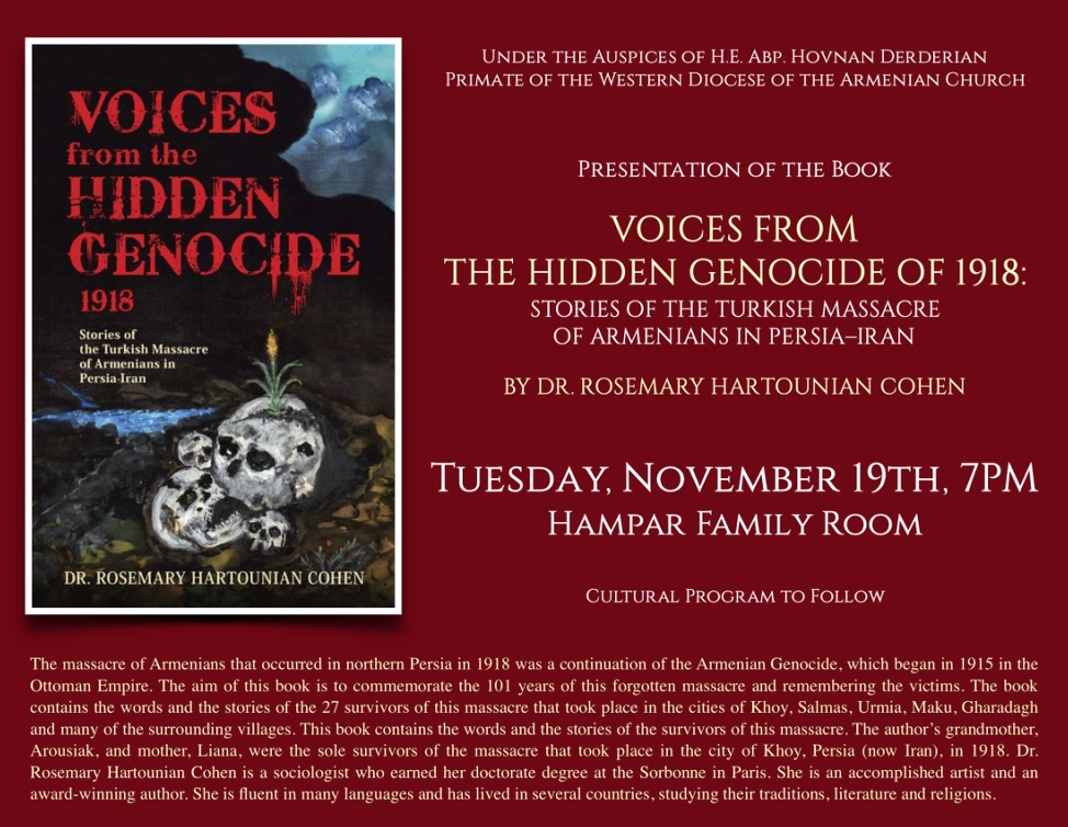 Book Presentation - Voices from the Hidden Genocide of 1918 (Author: Dr. Rosemary Hartounian Cohen)