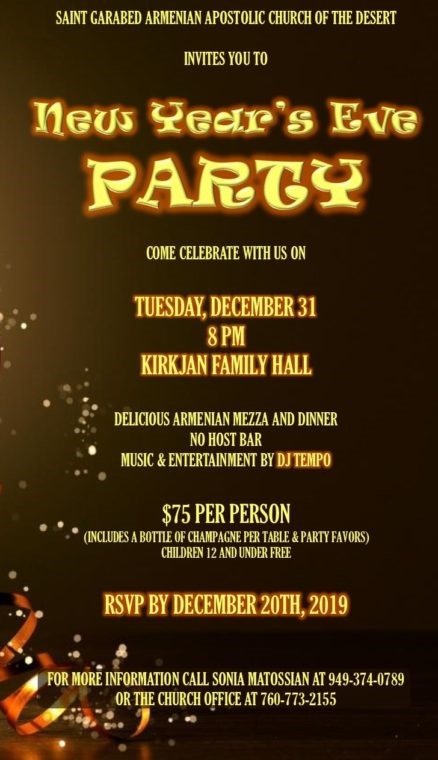 St. Garabed Armenian Church of the Desert's New Years Eve Party