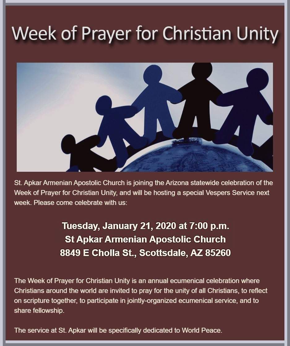 St. Apkar Armenian Church invites you to take part in the Week of Prayer for Christian Unity 