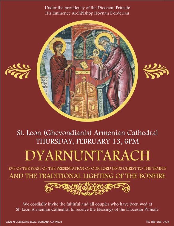 FEAST OF THE PRESENTATION OF THE LORD TO THE TEMPLE (DYARNUNTARACH) - ՏԵԱՌՆԸՆԴԱՌԱՋԻ ՆԱԽԱՏՈՆԱԿ