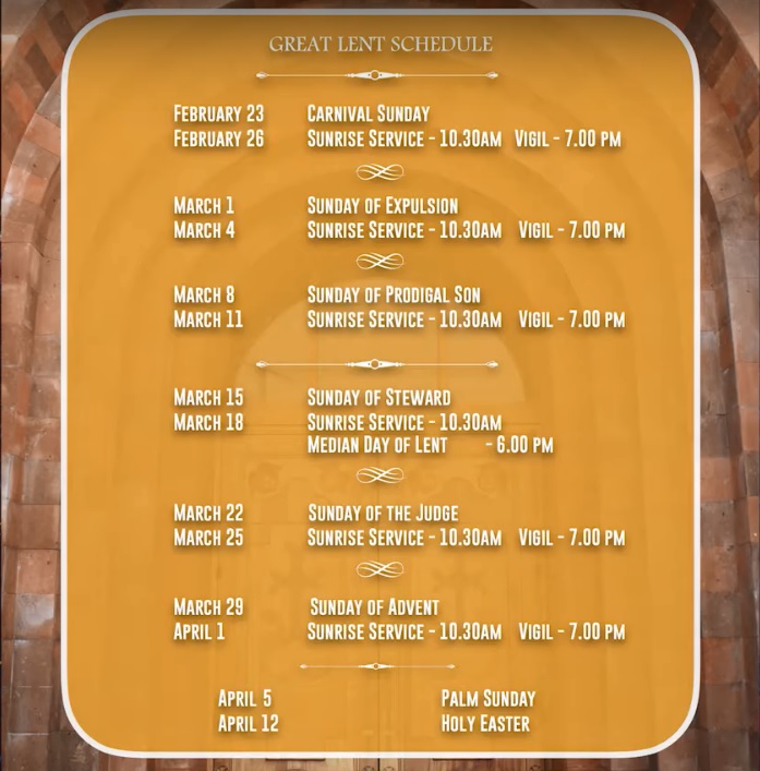 Carnival Sunday - Lenten Schedule