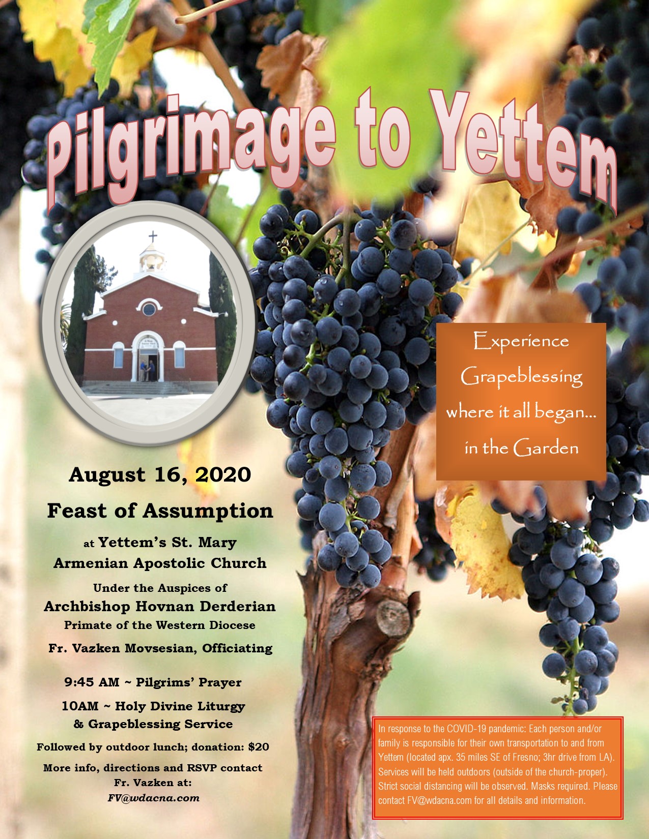Pilgrimage to St. Mary Armenian Church in Yettem - Feast of the Assumption - August 16, 2020