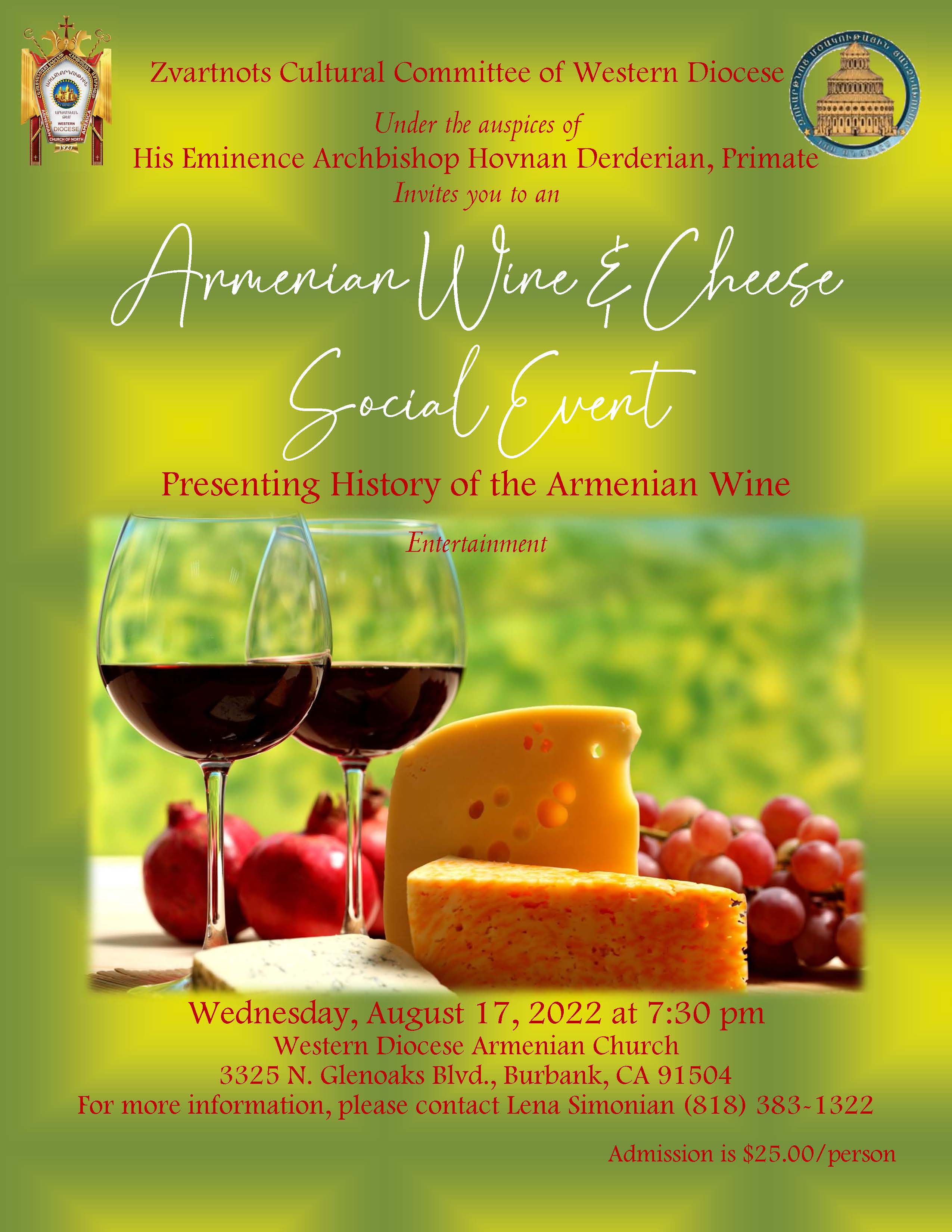 Zvartnots Cultural Committee Presents - Wine and Cheese Social Event - History of Armenian Wine