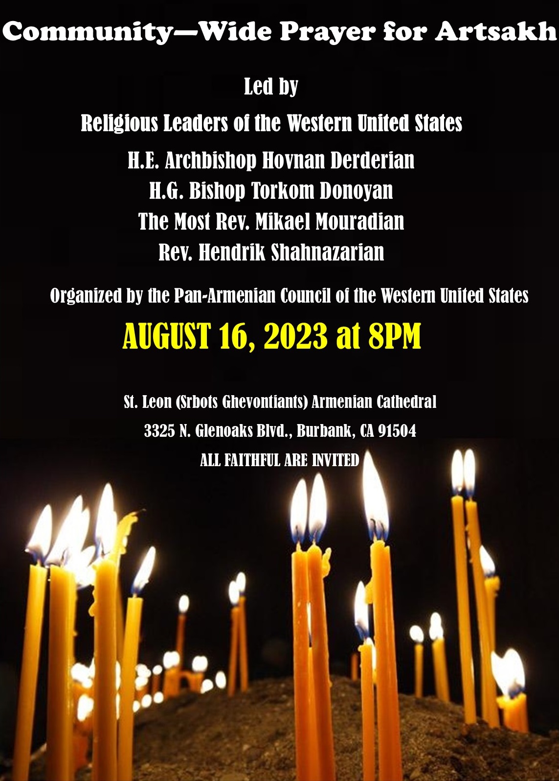 Community-Wide Prayer for Artsakh - August 16th at 8PM