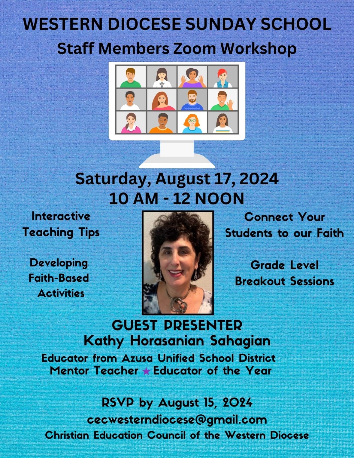 Western Diocese Sunday School Staff Members Zoom Workshop
