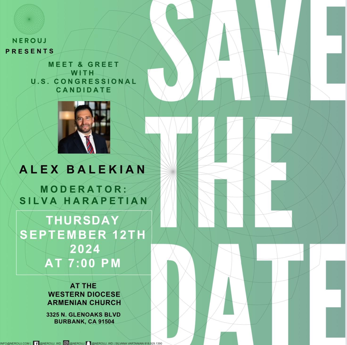 Nerouj Presents - Meet and Greet with US Congressional Candidate Alex Balekian