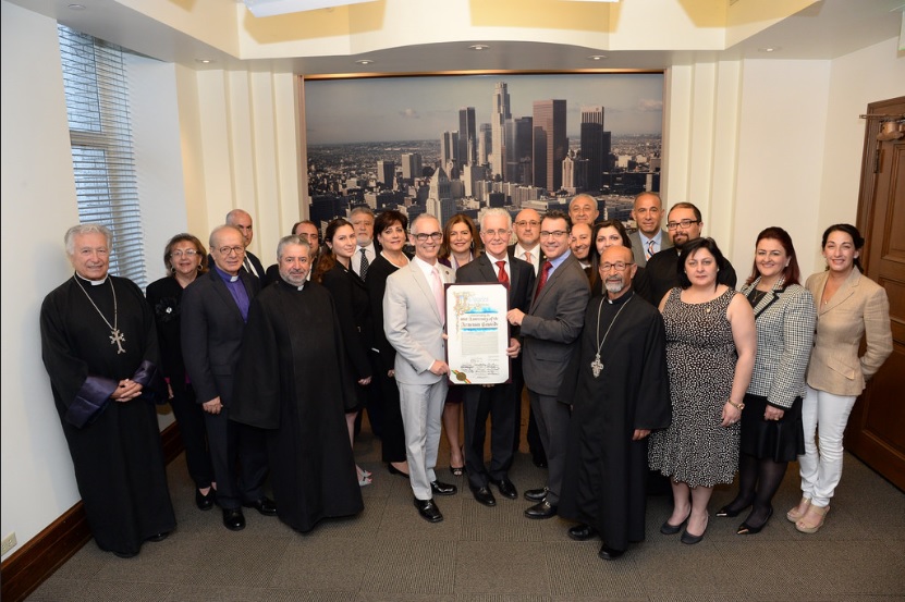 Public Officials, Clergy, Community Leaders Gather at City Hall for the 101st Commemoration of the Armenian Genocide: Fr. Arshag Khatchadourian Represents the Primate