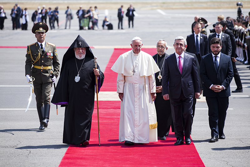 Pope Francis of the Roman Catholic Church Arrives to Armenia - Welcoming Service Held in the Mother See of Holy Etchmiadzin