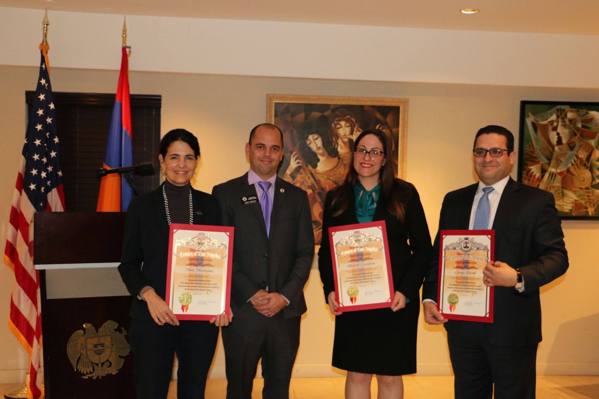 High Ranking Armenian-American Officials from the Mayor’s Office Honored by the Armenian Consulate