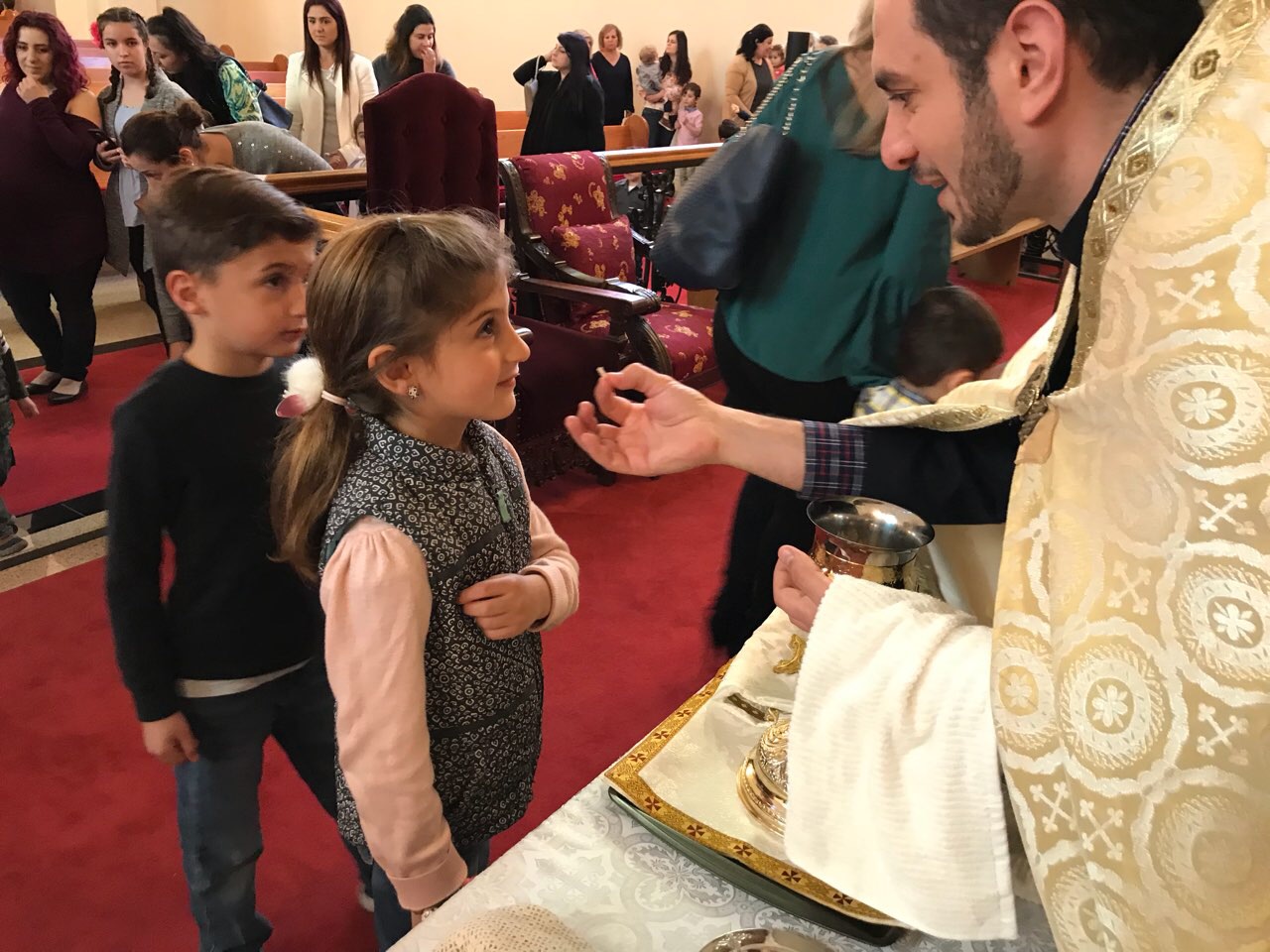 Armenian School Students Receive Holy Communion for Easter